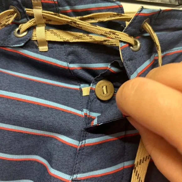 Patagonia Mens Striped Boardshorts With Drawstring & Zip Pocket 34 - Picture 4 of 8